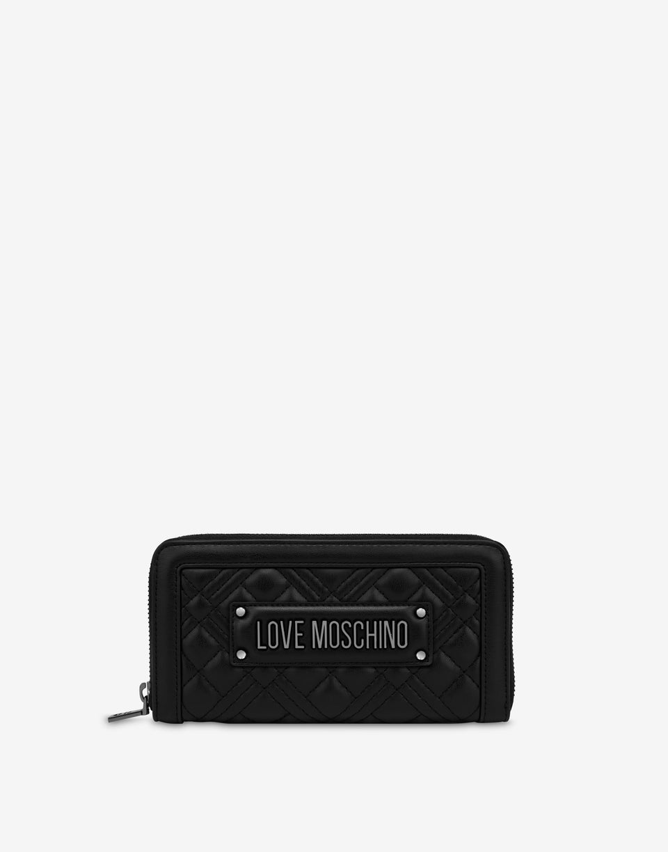 Quilted zip-around wallet Black Love Moschino 0