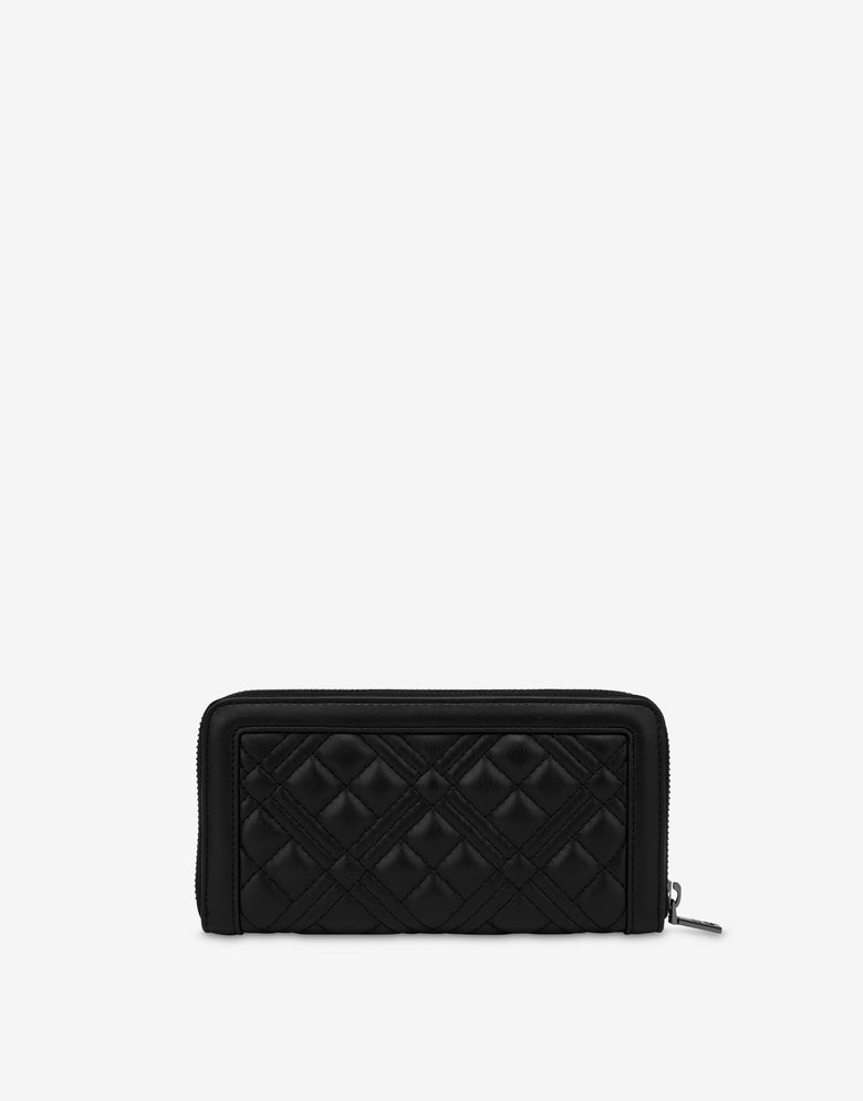 Quilted zip-around wallet Black Love Moschino 1