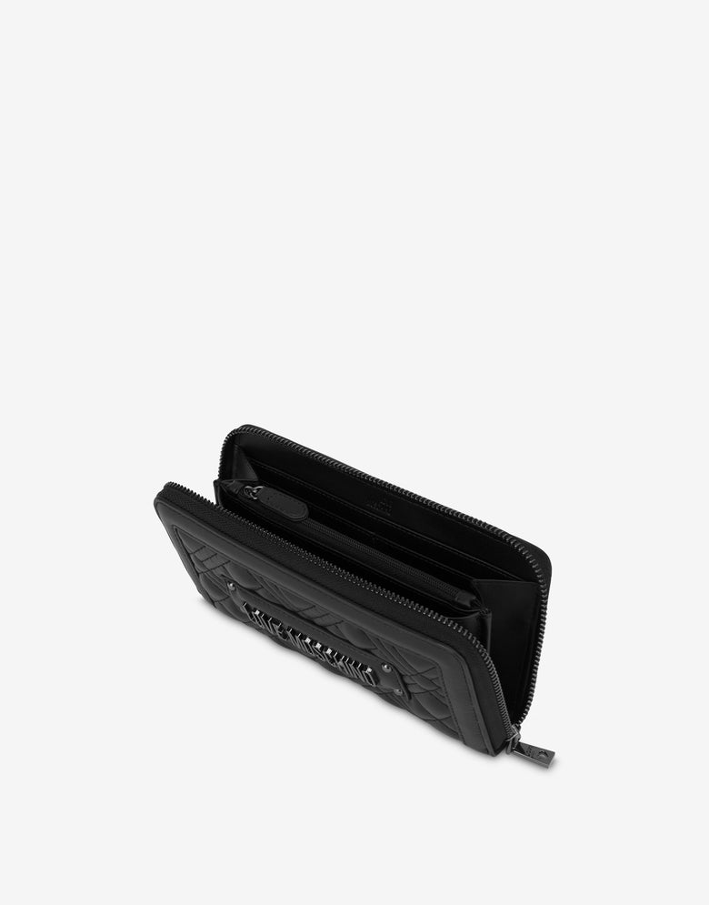 Quilted zip-around wallet Black Love Moschino 2