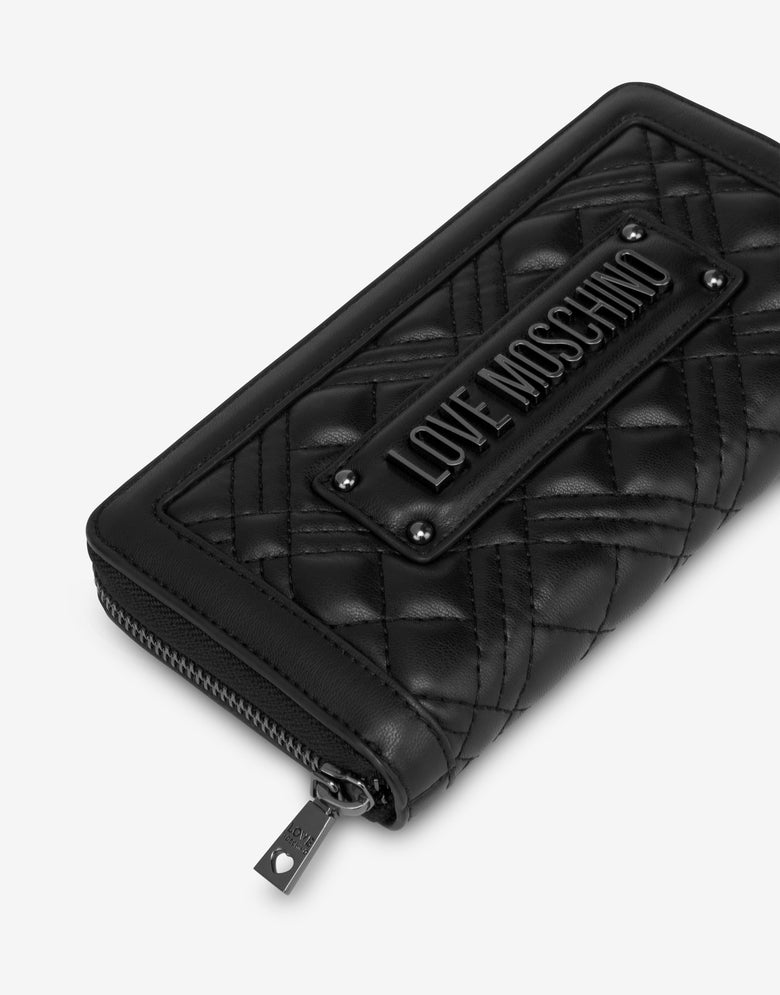 Quilted zip-around wallet Black Love Moschino 3
