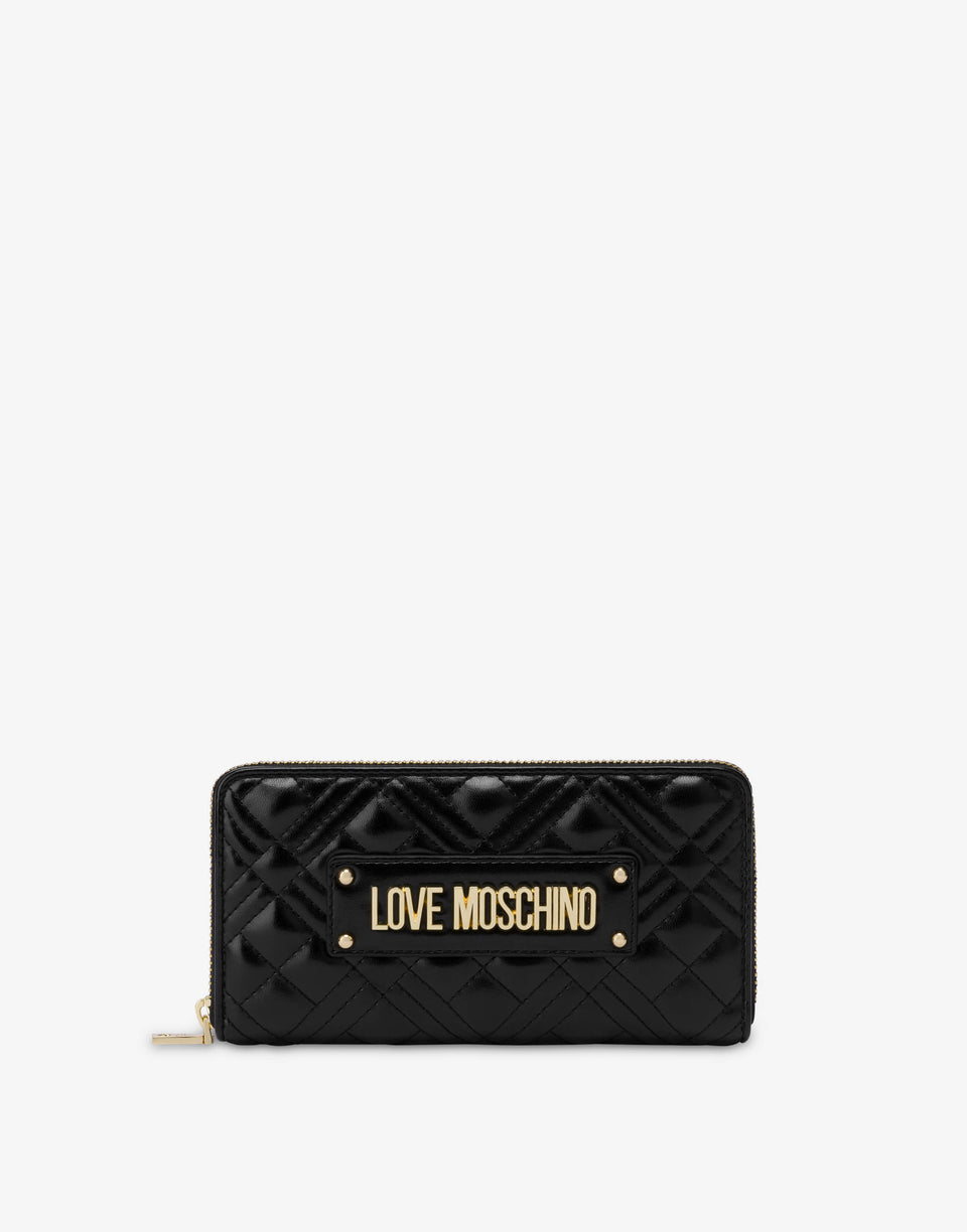 Cartera con cierre de cremallera todo alrededor Negro Love Moschino 0