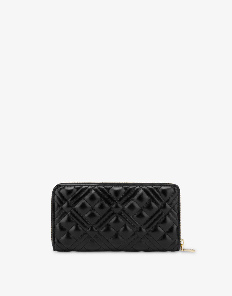 Cartera con cierre de cremallera todo alrededor Negro Love Moschino 1