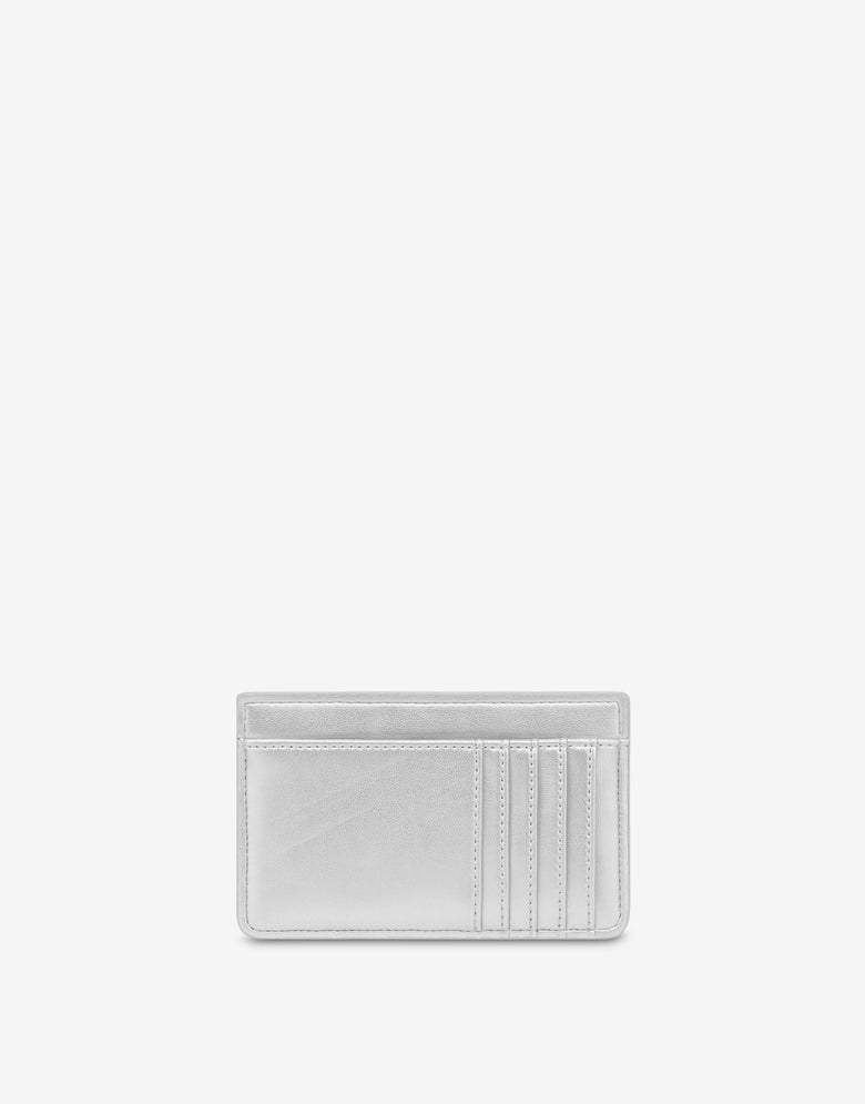 Laminated cardholder Lettering Logo Silver Love Moschino 1