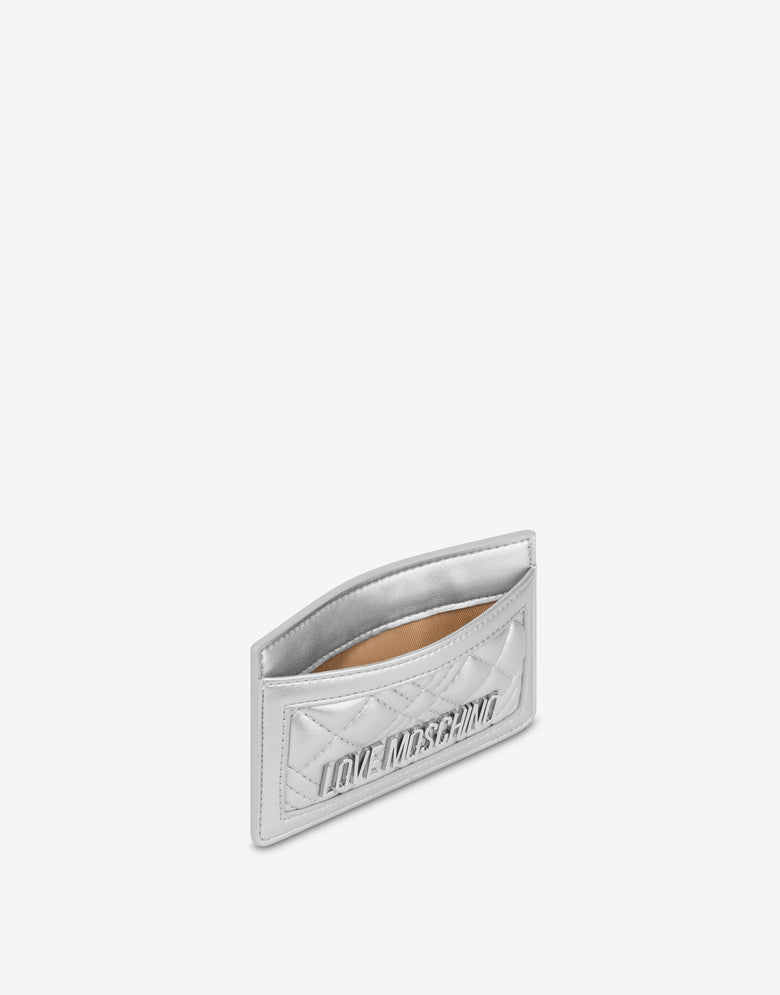Laminated cardholder Lettering Logo Silver Love Moschino 2