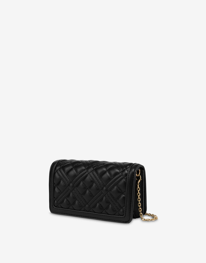 字母徽标绗缝链式钱包 黑色 Love Moschino 1