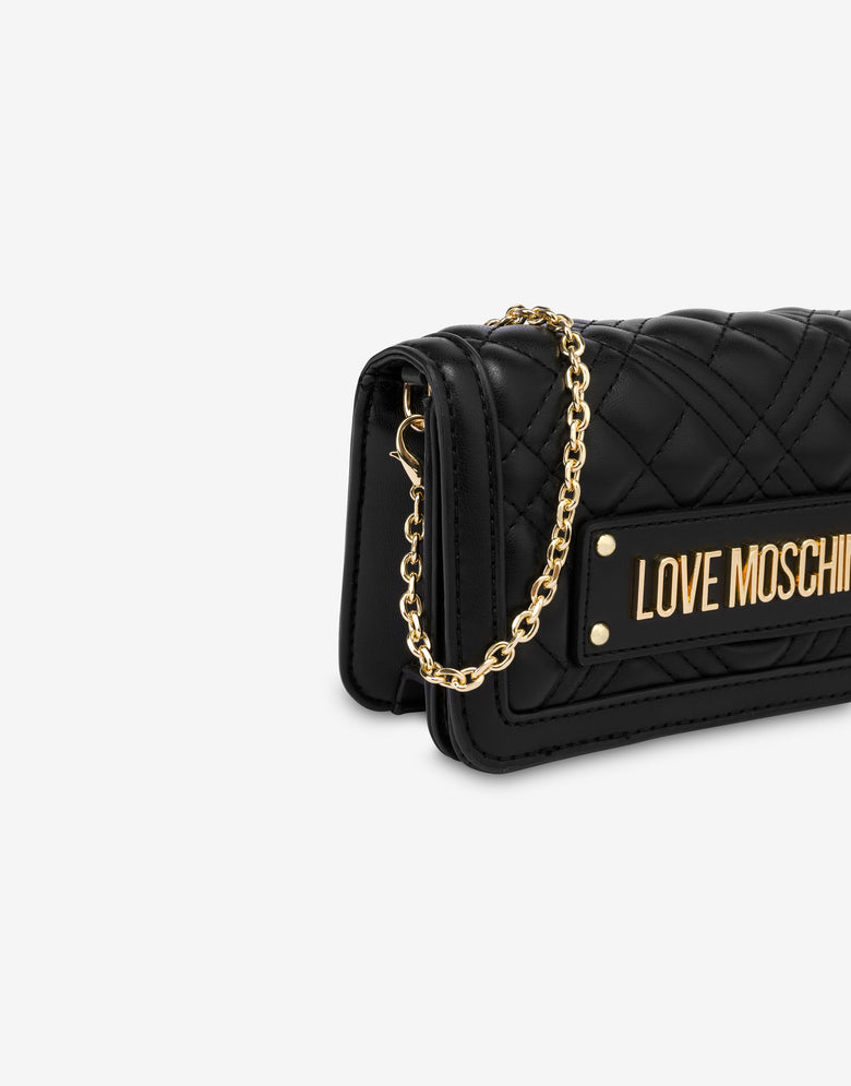 字母徽标绗缝链式钱包 黑色 Love Moschino 3