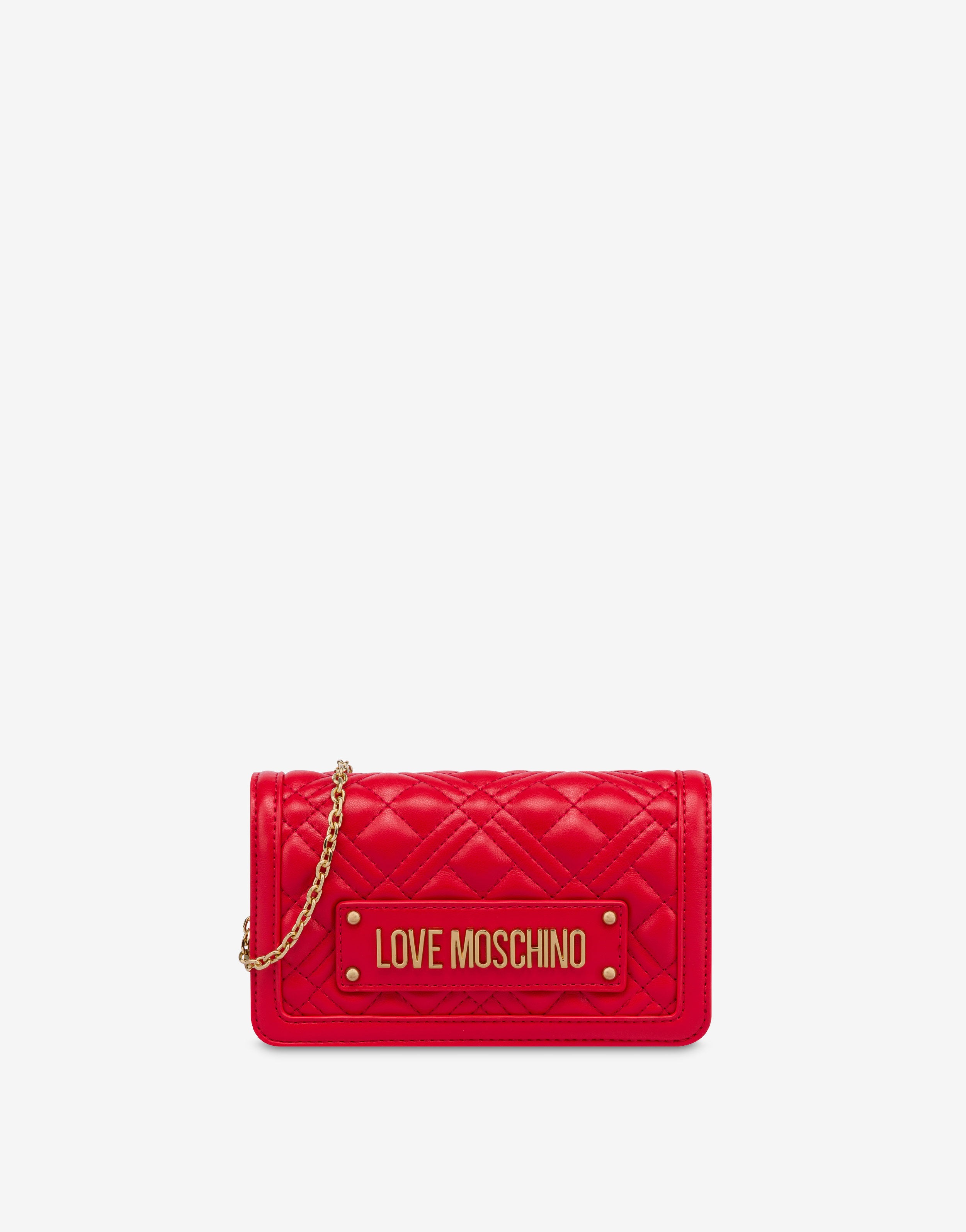 Chain wallet acolchada Lettering Logo