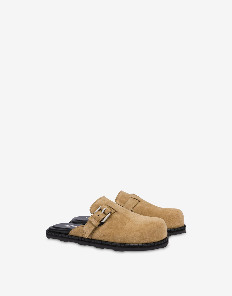 Suede Mules Beige Moschino 0