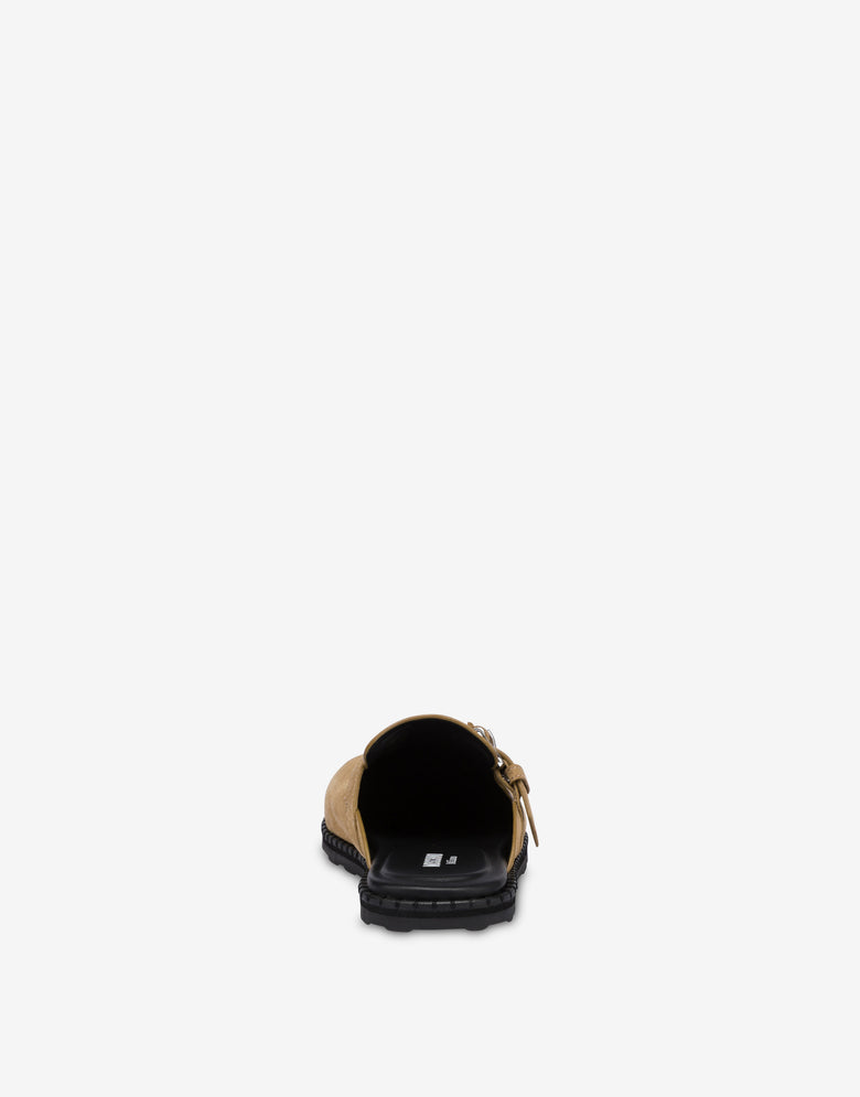Suede Mules Beige Moschino 2