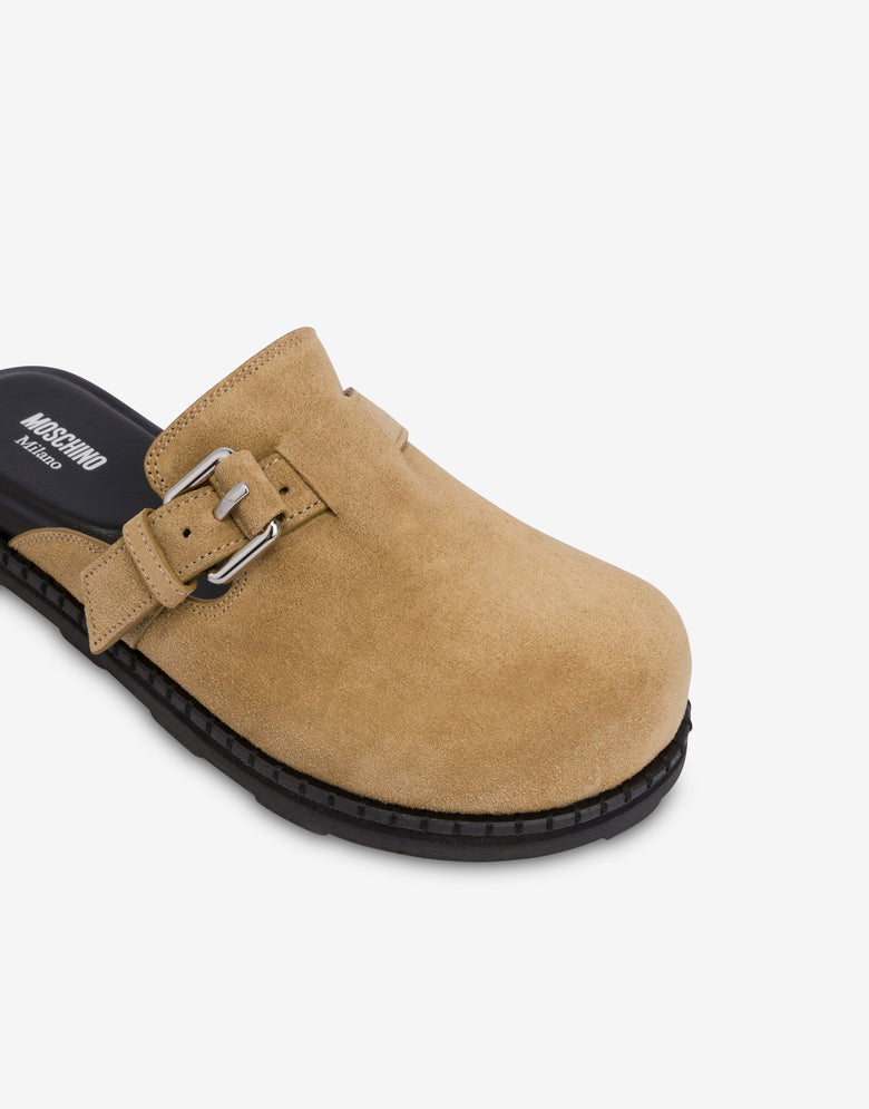 Suede Mules Beige Moschino 3