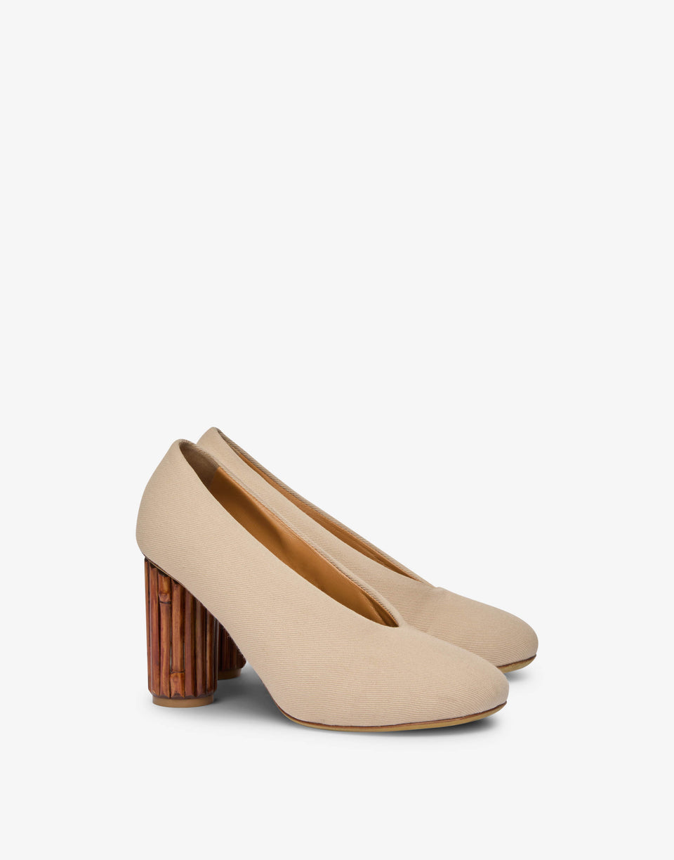 帆布高跟鞋配雕塑感鞋跟  Moschino 0