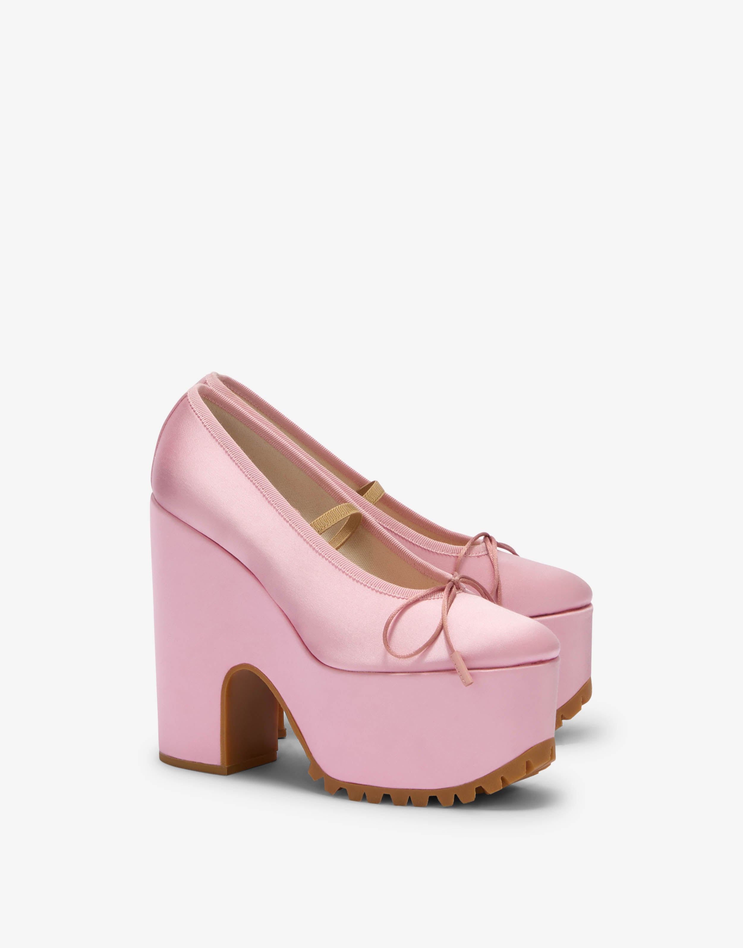 Satin platform ballet flats