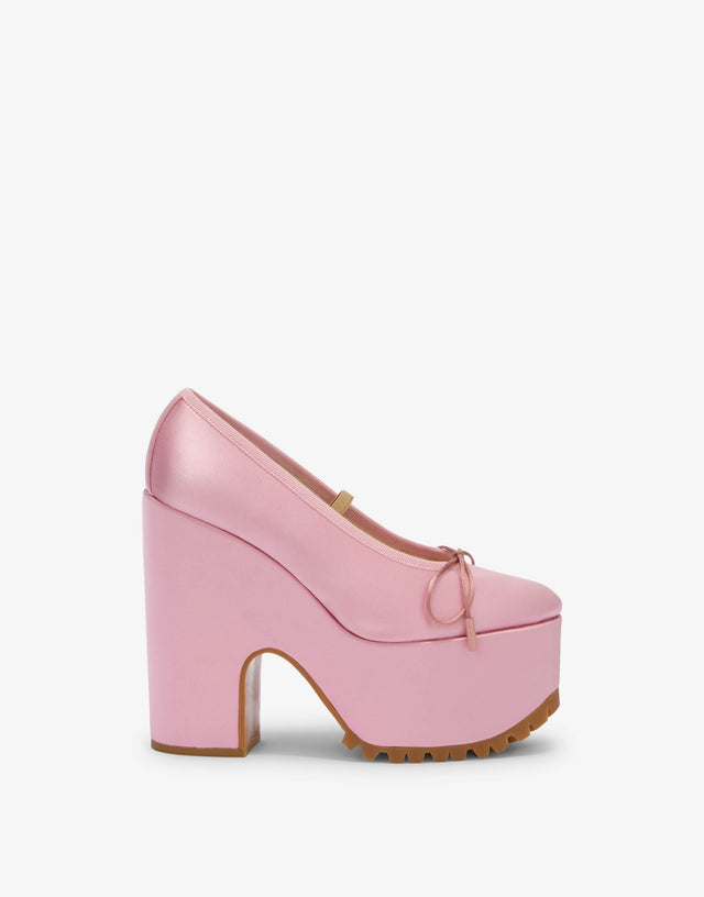 Bailarinas con plataforma de satén Pink Moschino 1