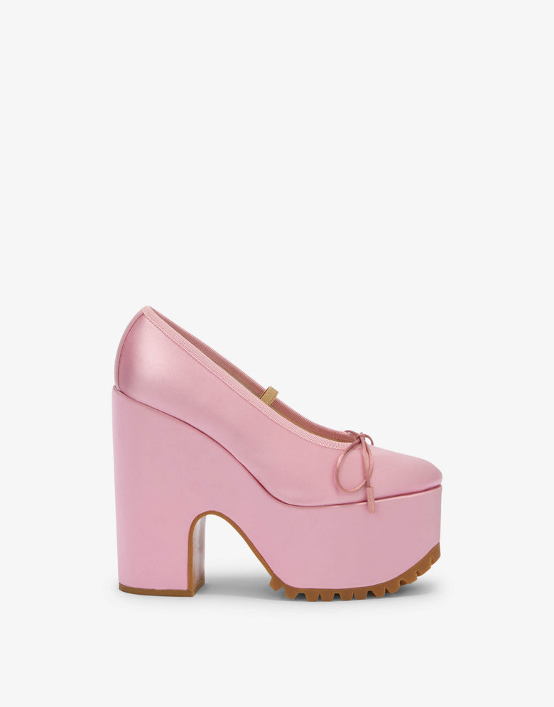 Bailarinas con plataforma de satén Pink Moschino 1