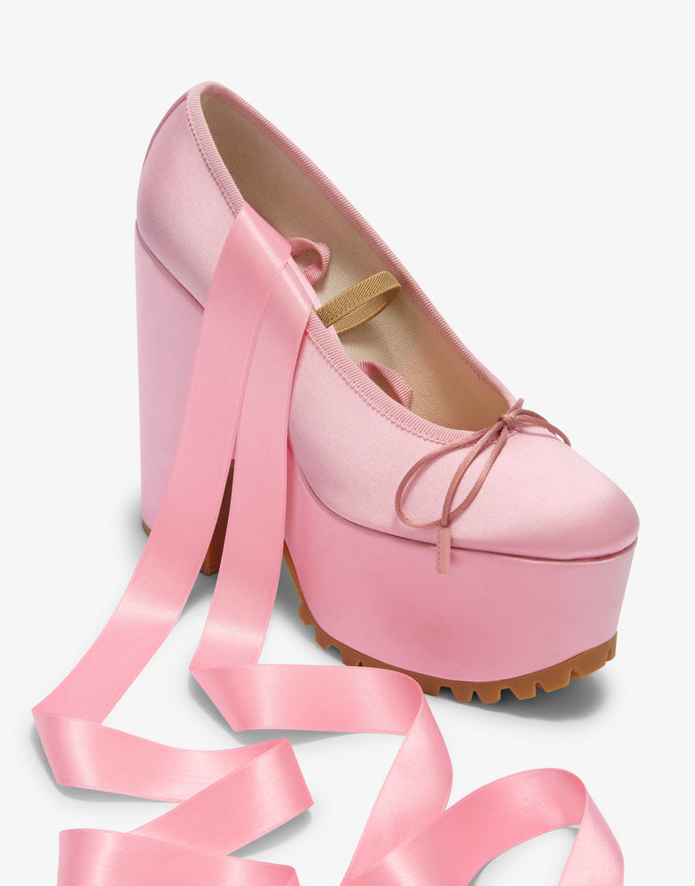 Bailarinas con plataforma de satén Pink Moschino 3