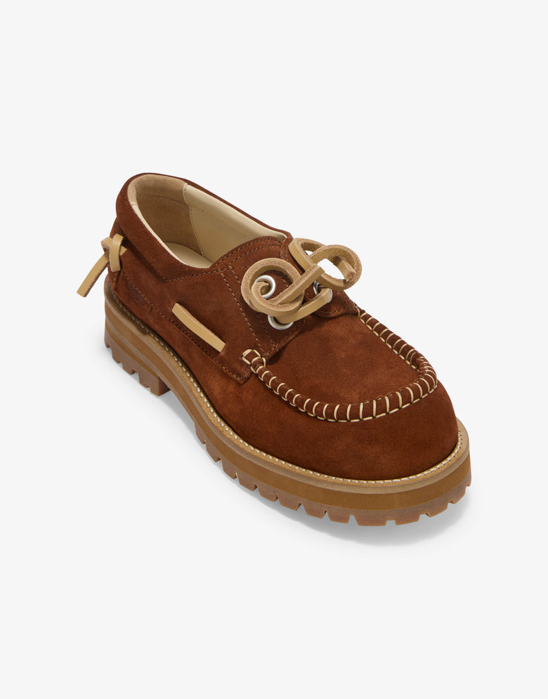 Suede boat shoes Brown Moschino 3