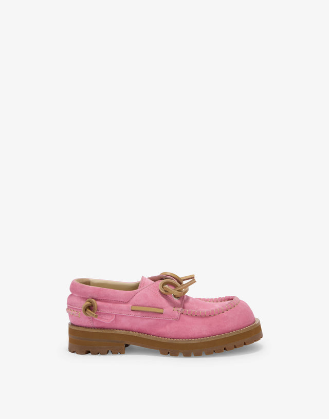 Suede boat shoes Pink Moschino 1