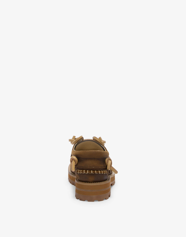 Mocasines náuticos de piel de becerro envejecida Marrón Moschino 2
