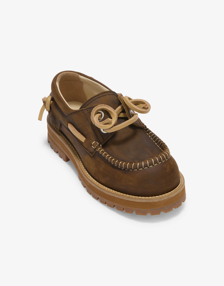 Mocasines náuticos de piel de becerro envejecida Marrón Moschino 3