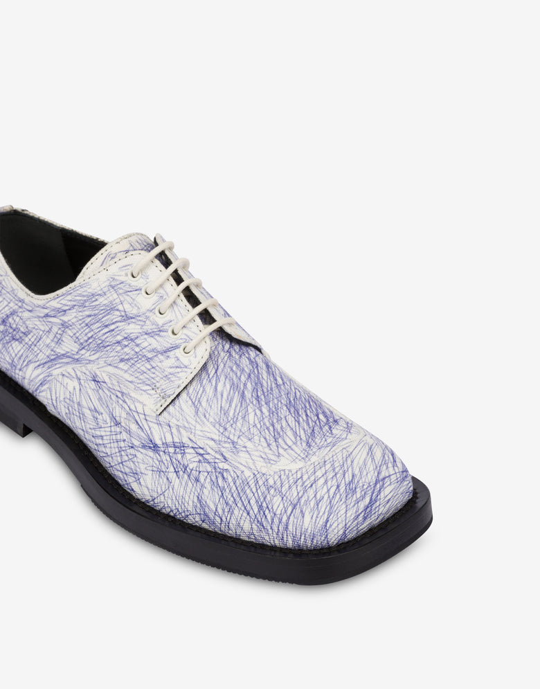 Derby de lona estampada. Blanco Moschino 3
