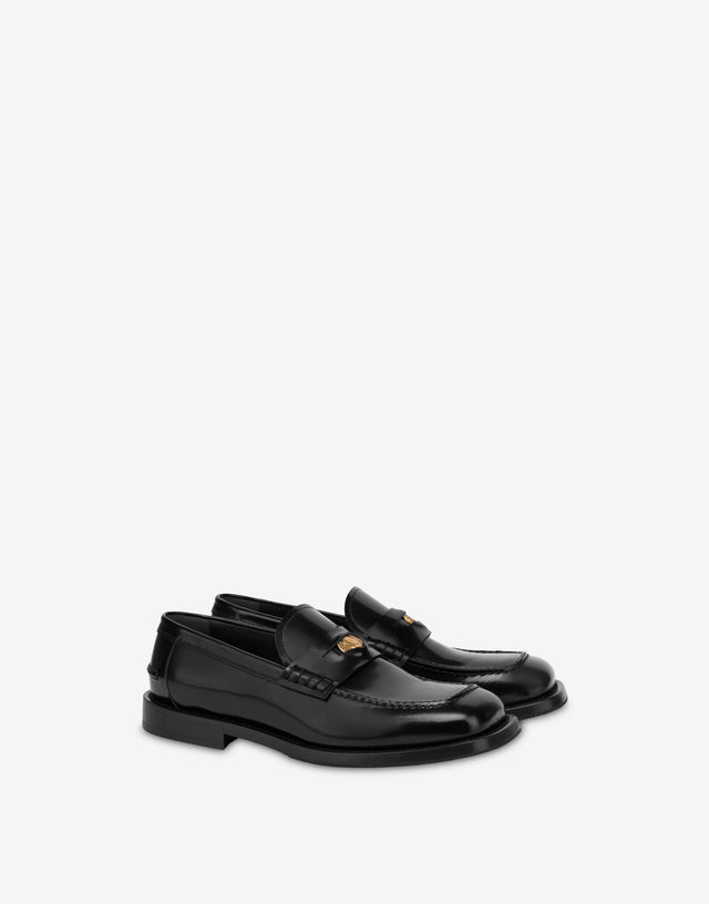 Mocasines de piel de becerro cepillada Negro Moschino 0
