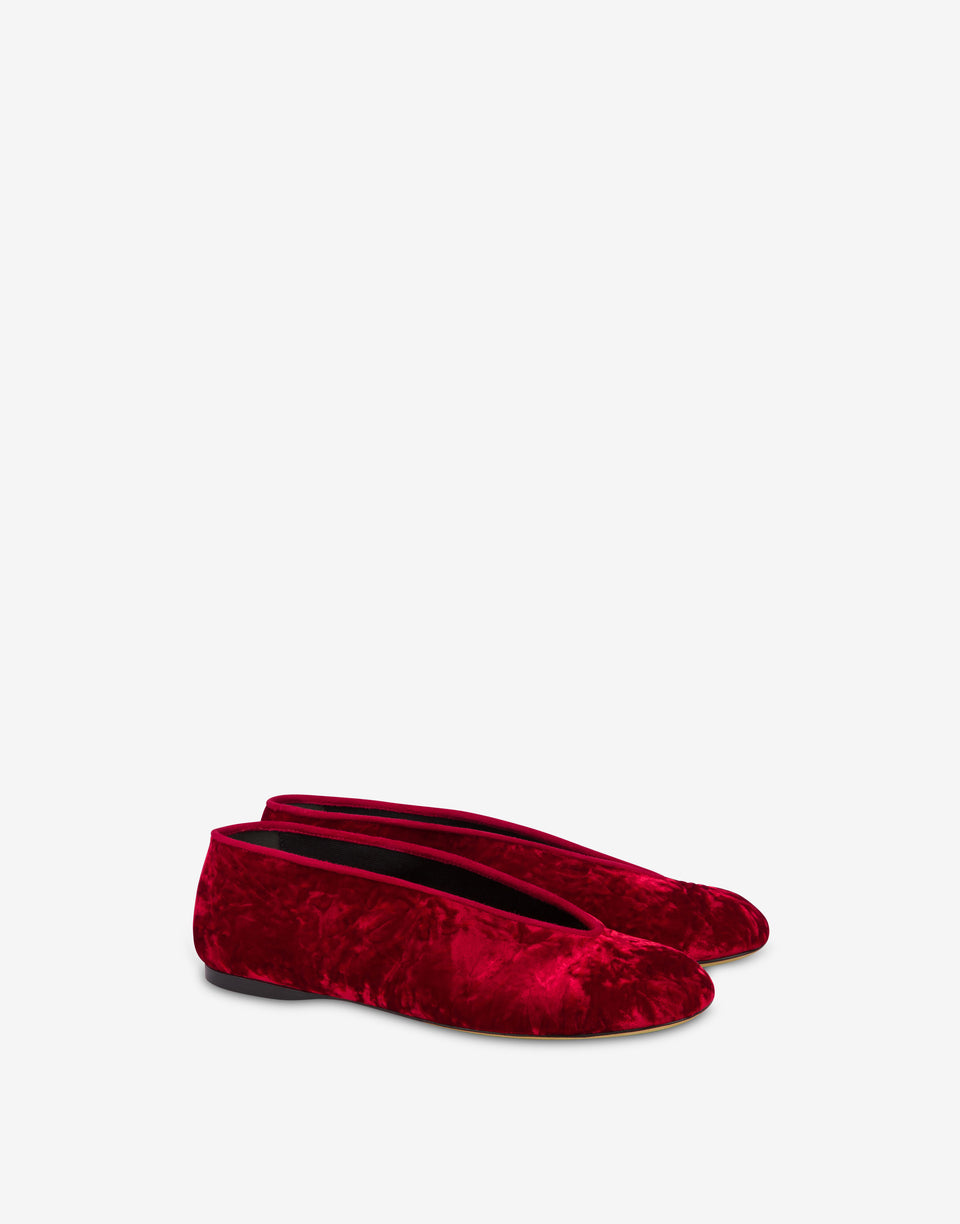 Duck velvet ballerinas Red Moschino 0