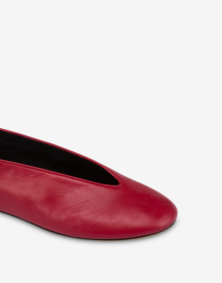 Bailarinas de napa Duck Rojo Moschino 3