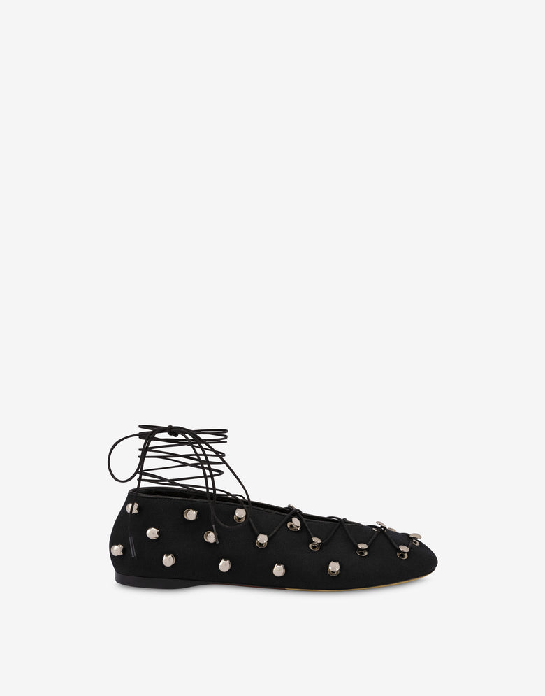 Zapatillas de ballet de lona con ganchos Trekking Negro Moschino 1