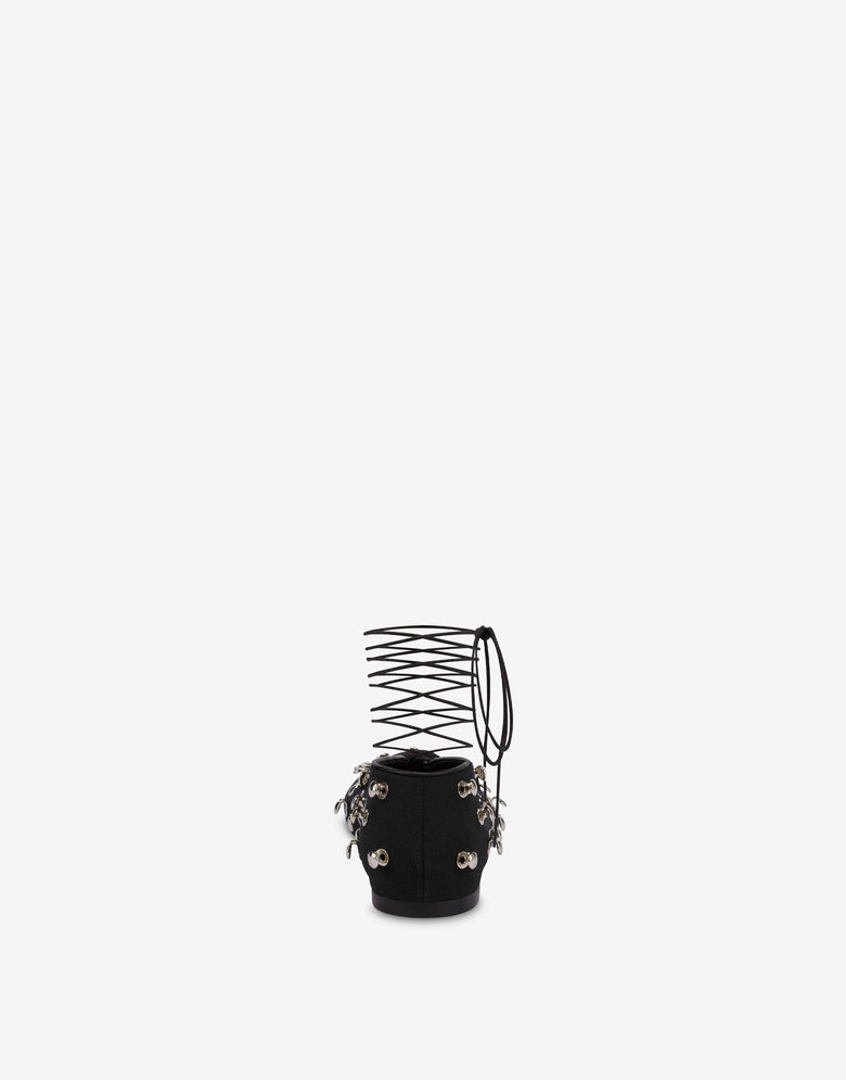 Zapatillas de ballet de lona con ganchos Trekking Negro Moschino 2
