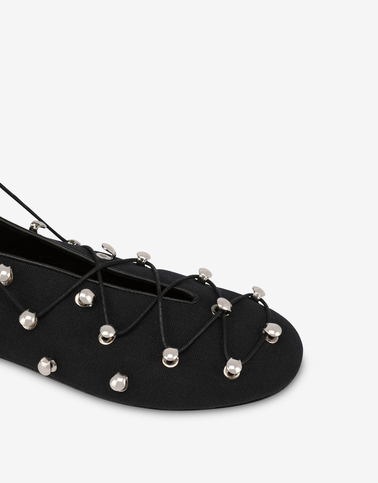 Zapatillas de ballet de lona con ganchos Trekking Negro Moschino 3