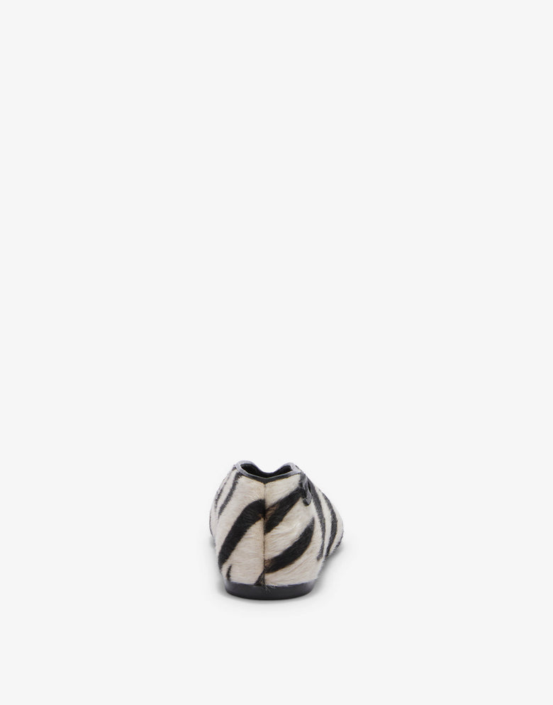 Zebra-Print Ballet Flats White Moschino 2