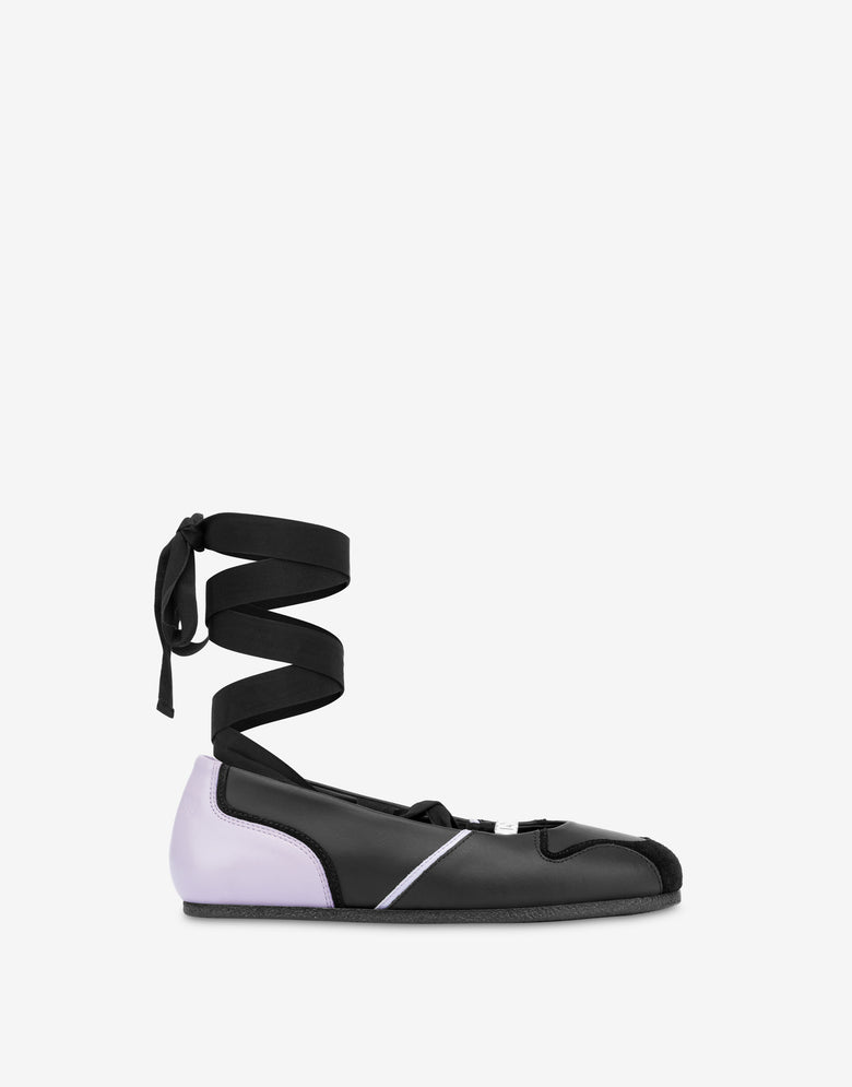 小牛皮和绒面革芭蕾舞鞋 黑色 Moschino 1