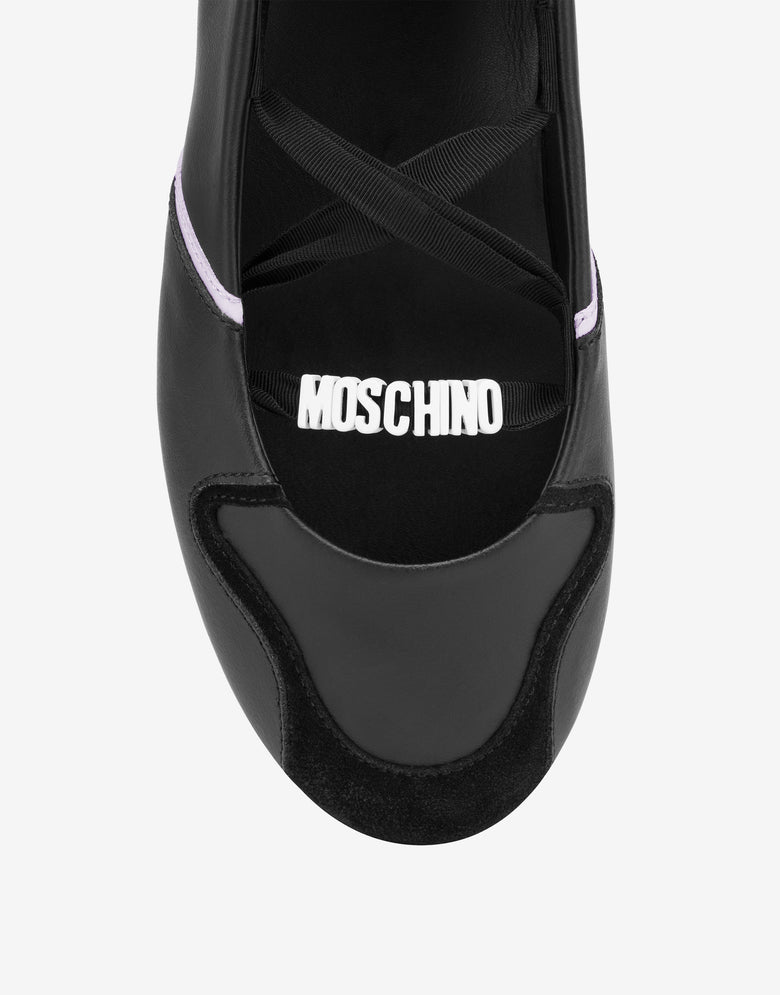 小牛皮和绒面革芭蕾舞鞋 黑色 Moschino 3