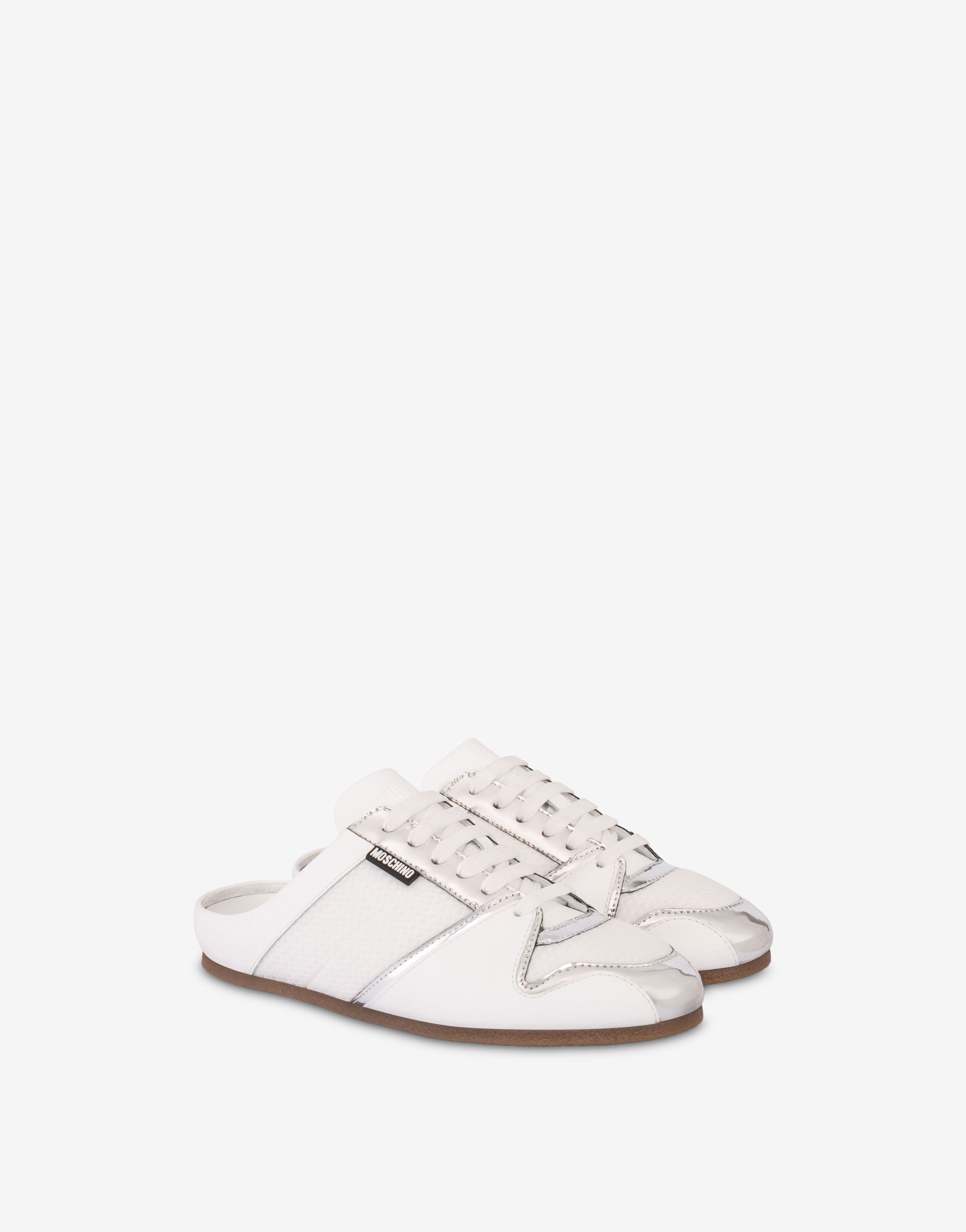 もこぱ Mesh and calf leather sabot | Moschino