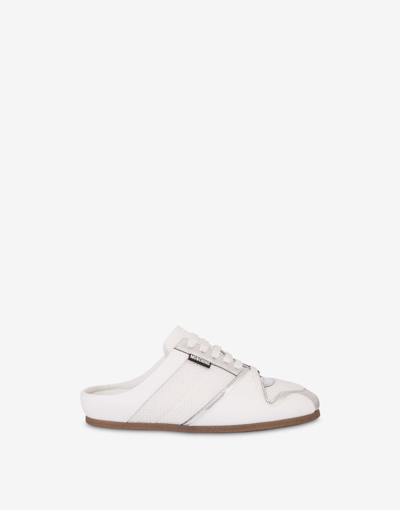 Mesh and calf leather sabot White Moschino 1