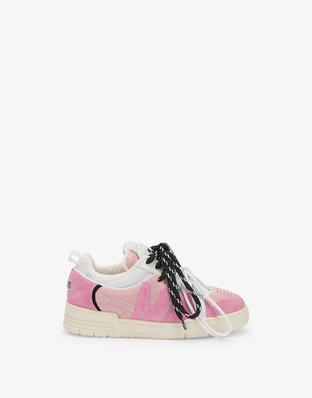 Zapatillas de piel de becerro y ante Pink Moschino 1