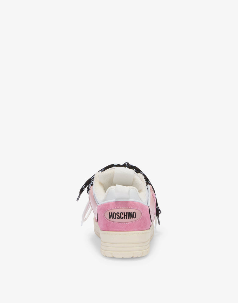 Calfskin and suede sneakers Pink Moschino 2