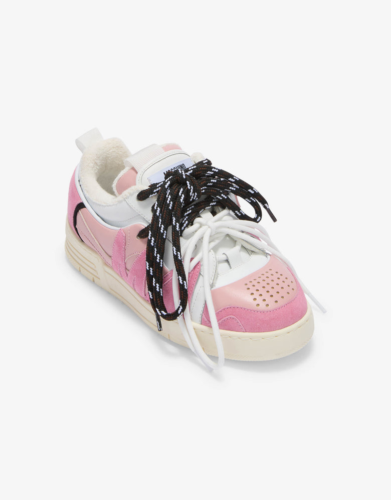 Calfskin and suede sneakers Pink Moschino 3