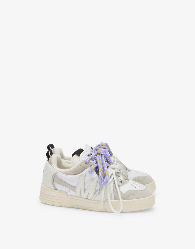 Zapatillas de piel de becerro y ante White Moschino 0