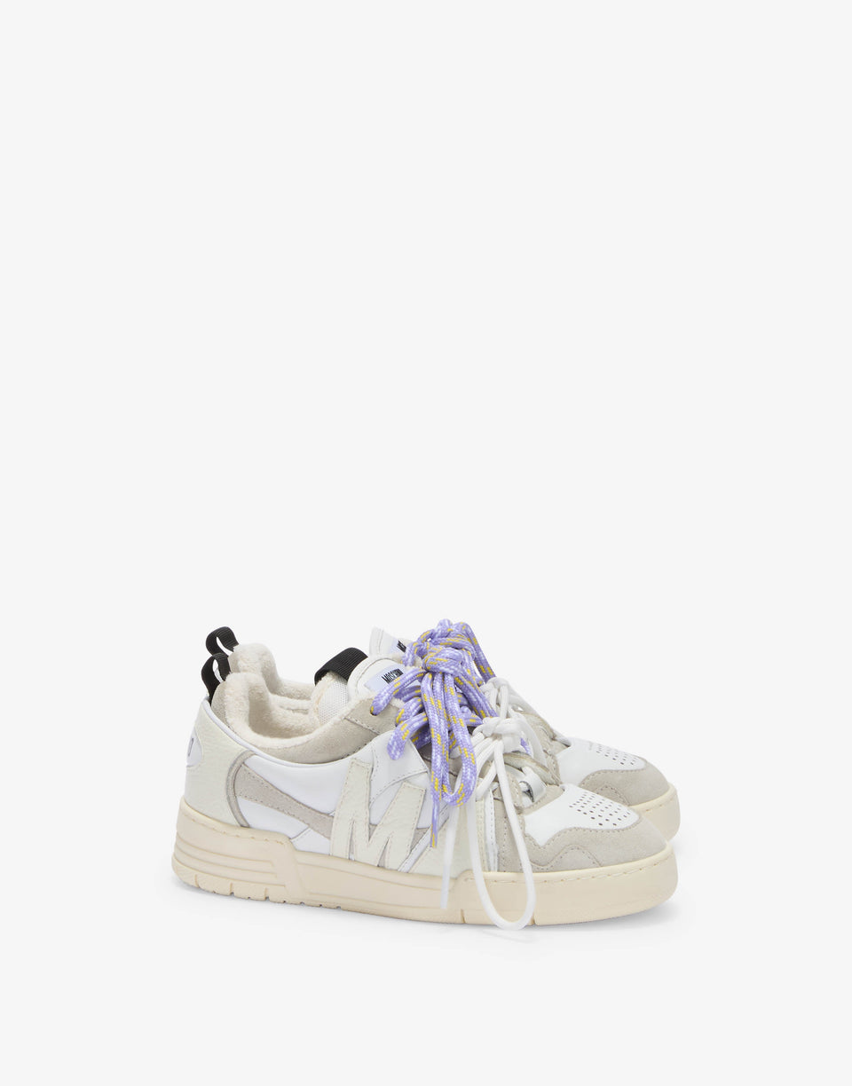 Calfskin and suede sneakers White Moschino 0