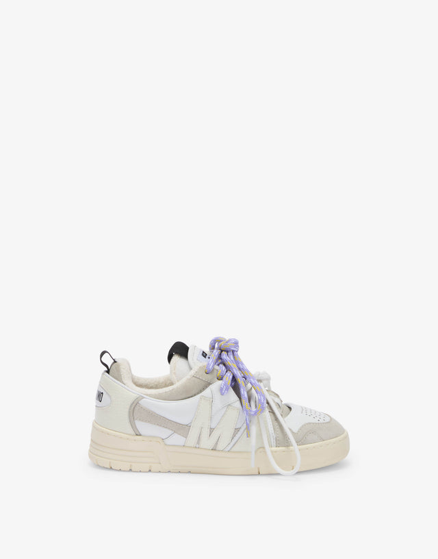Zapatillas de piel de becerro y ante White Moschino 1