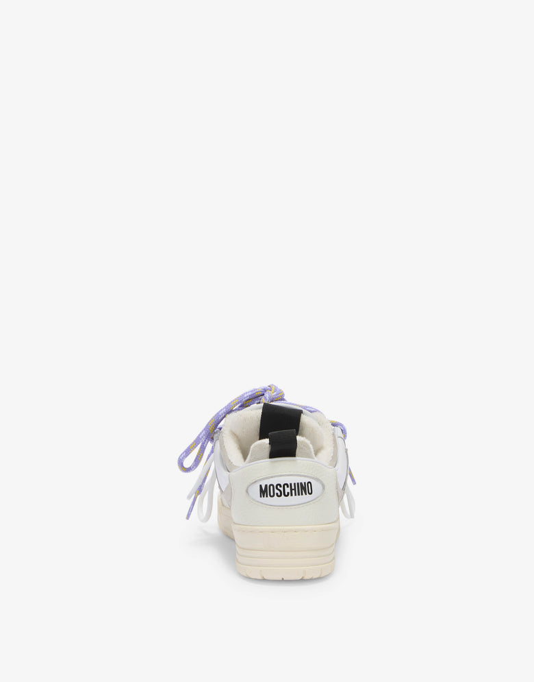 Calfskin and suede sneakers White Moschino 2