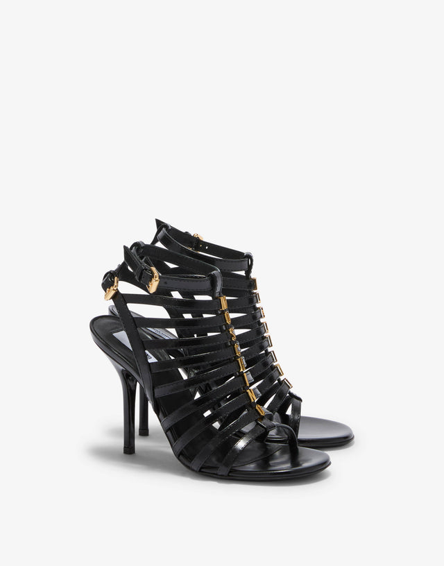 Sandalias de piel de becerro cepillada Negro Moschino 0