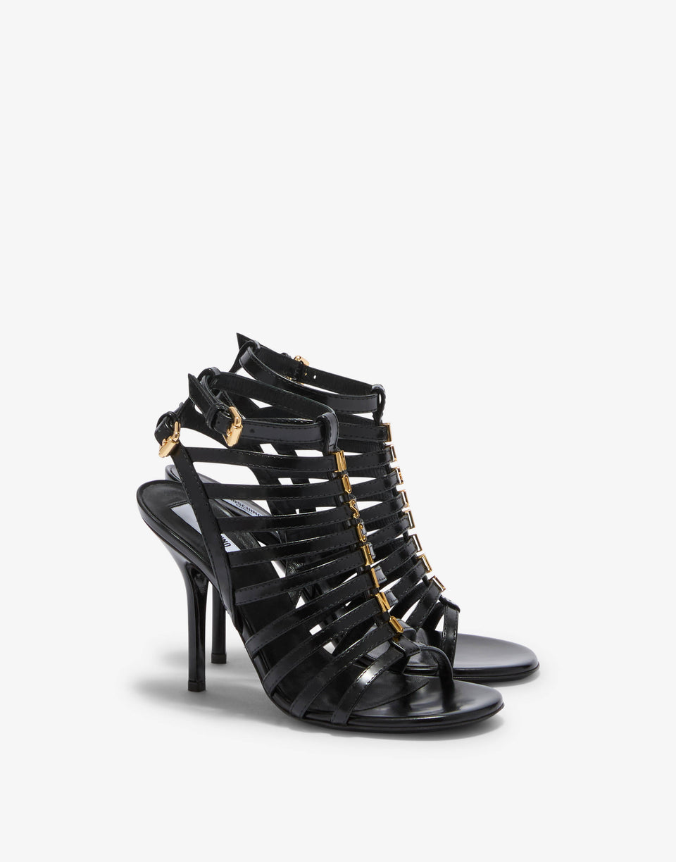 Brushed calfskin sandals Black Moschino 0