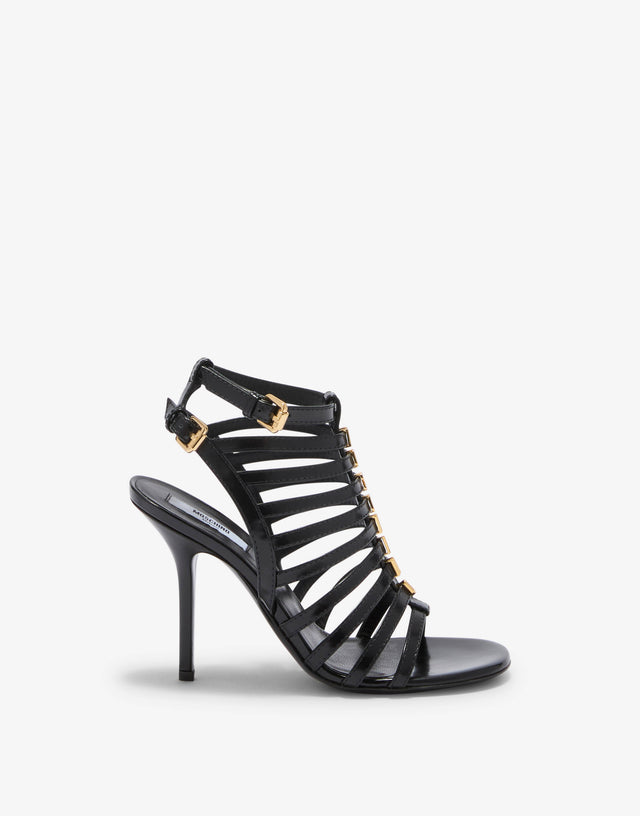 Sandalias de piel de becerro cepillada Negro Moschino 1