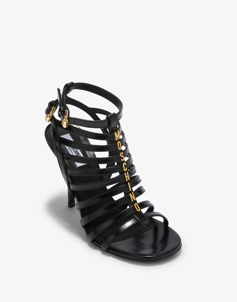 Brushed calfskin sandals Black Moschino 3