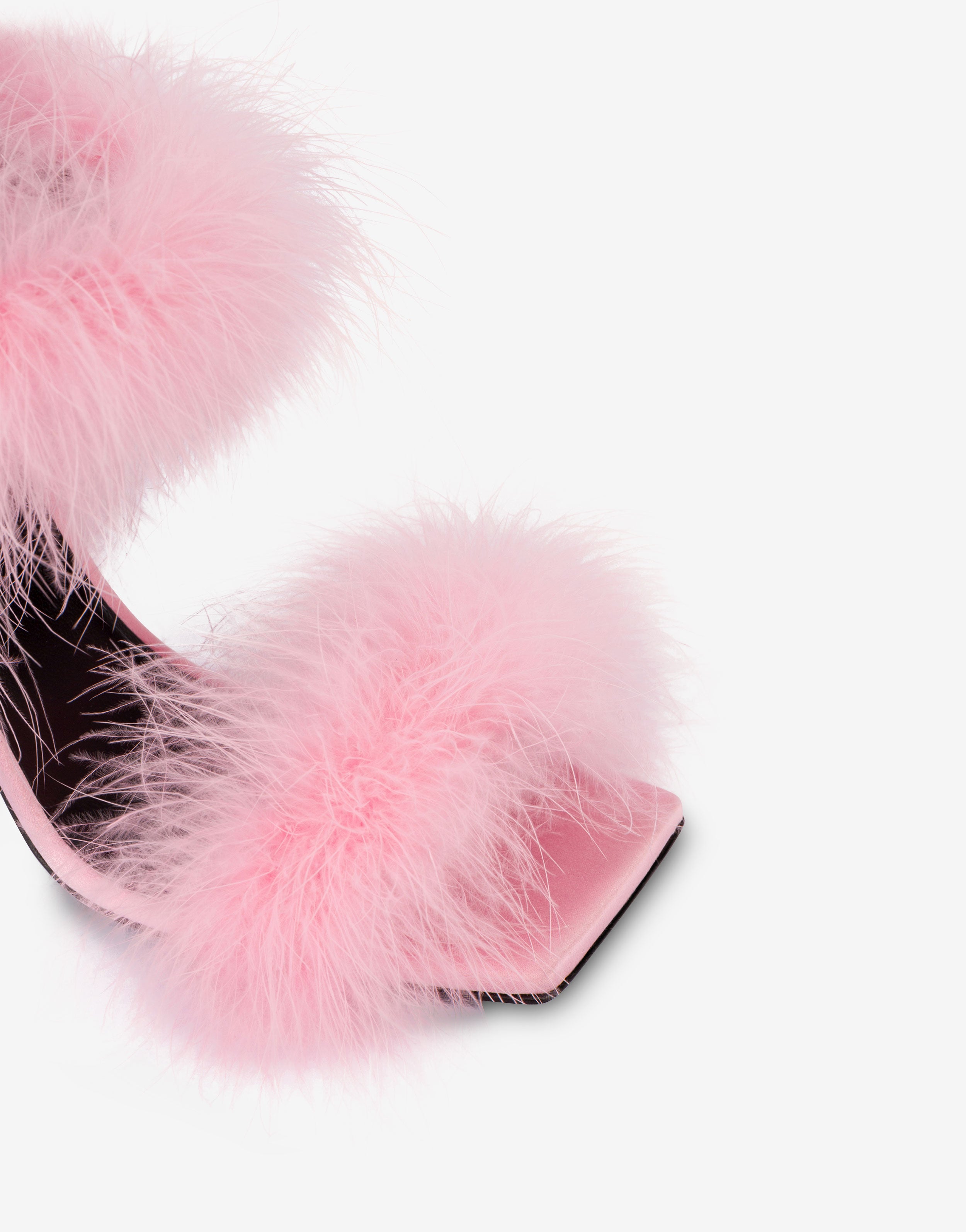 Satin sandals with feathers | Moschino