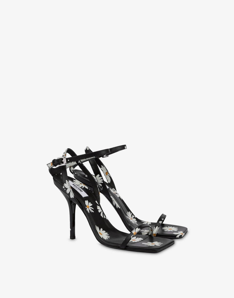 Daisy Print High Sandals Black Moschino 0