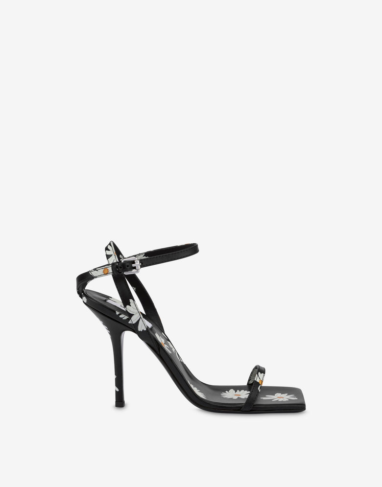 Daisy Print High Sandals Black Moschino 1