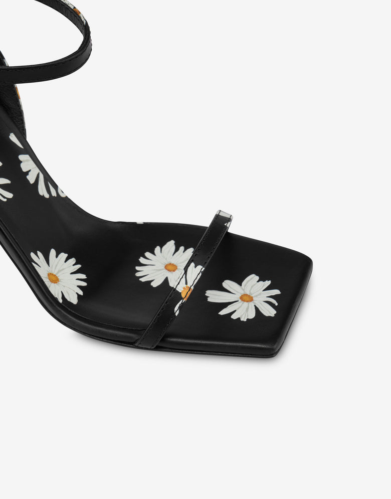 Daisy Print High Sandals Black Moschino 3